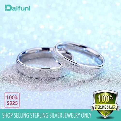 Daifuni-100%925 스털링 은반지, 반투명 손가락 여자 남자 결혼식 웨딩 밴드 고품질 알레르기 없는 보석