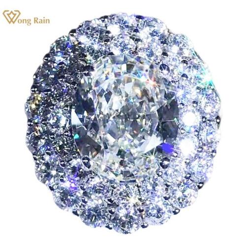 Wong Rain-925실버 얼음 컷모이사나이트 5 CT 다이아몬드 보석 두꺼운 18K 금도금 반지, 고급 쥬얼리
