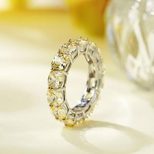 100% 925실버 라이트 옐로우 전체 토파즈 고탄소 다이아몬드 여자 결혼 반지, 럭셔리 고급 쥬얼리 생일 선물