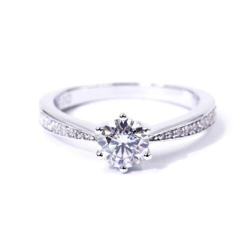 Tianyu 보석 은반지 5.0mm/6.5mm 모이사나이트 다이아몬드 결혼식 웨딩 고급 라운드 화이트 손가락 여자을선물