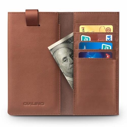 Qialino- 가죽 풀 탭 소매 파우치 핸드폰 케이스, 아이폰 11 프로 맥스용, 정품 암소 지갑