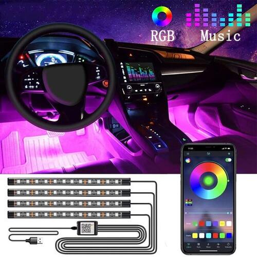 자동차 단독 RGB LED 분위기 램프 인테리어 장식 라이트 스트립 USB 전원 무선 원격 제어 음악 DIY 조명