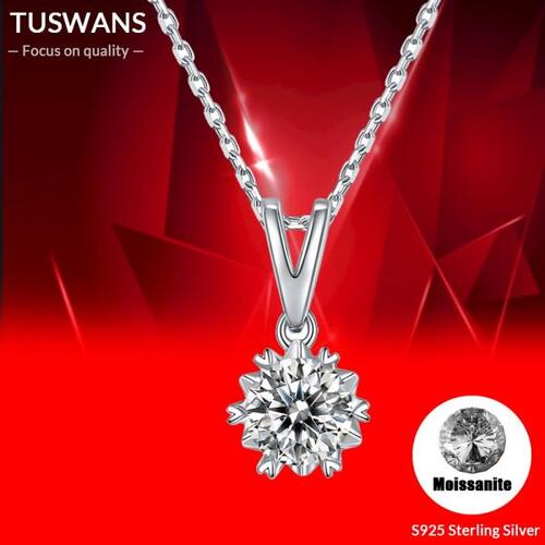 Tuswans모이사나이트 다이아몬드 정품 925 실버 목걸이 펜던트 여자 신부 보석 발렌타인 데이 선물