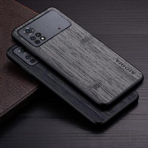 케이스 for 샤오미 Poco X4 Pro funda bamboo wood pattern Leather phone cover Luxury x4 Case capa