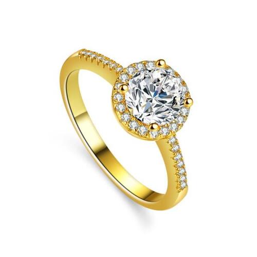 1캐럿 모이사나이트 다이아몬드 S925 은반지, 여자 약혼 결혼식 웨딩 쥬얼리 도금 14K 옐로우 골드