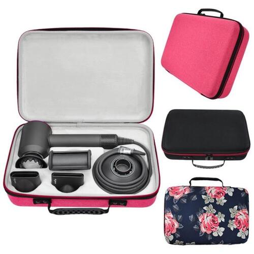 다이슨 초음속 헤어 드라이어 HD08 보관 가방 용 하드 EVA 케이스, 휴대용 여행 운반 상자 핑크 블랙 및 프린팅