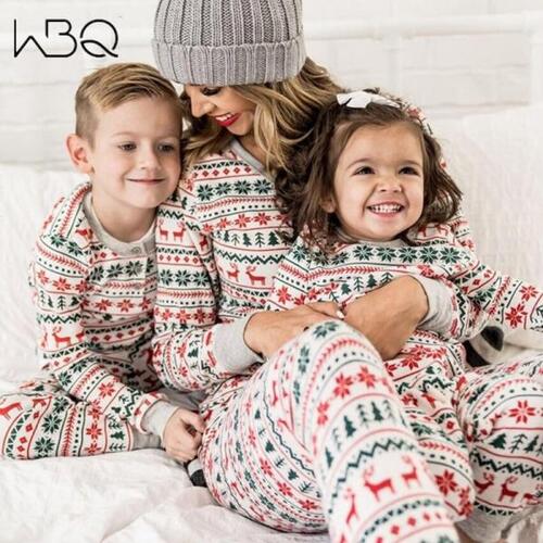 가족 부모-자녀 잠옷 의류, 크리스마스 프린트 홈 서비스 코튼 투피스