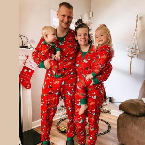 긴팔 홈 의류 2023 크리스마스 잠옷 세트 부모-자식 새해 의상프린팅