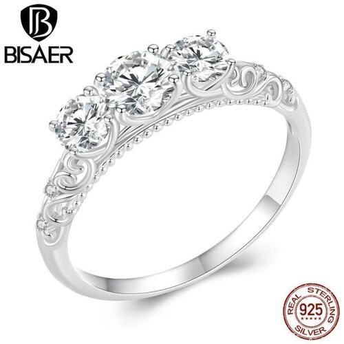 BISAER-1.1CT 다이아몬드 모이사나이트 D 컬러 VVS1 EX 랩 결혼식 웨딩 밴드 여자을영원한 반지, 약혼 925실버 쥬얼리