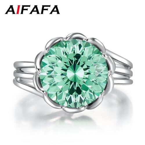 AIFAFA-100% 925실버 스파클링 그린 모이사나이트 보석 다이아몬드 반지, 여자을고급 쥬얼리