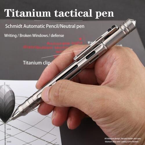 특수 합금 2-IN-1 티타늄 TC4 전술 펜 자기 방위 사업 쓰기 아웃도어 EDC 도구 선물