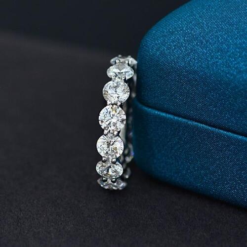 여자을라운드 모이사나이트 다이아몬드 반지, 결혼 파티 기념일 선물925실버 럭셔리 여자 선물