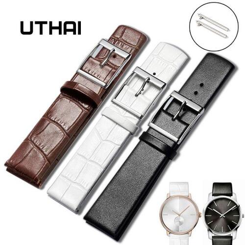 UTHAI-얇은 가죽 시계 스트랩 14-24MM, CK 시계/삼성 갤럭시 시계/moto360 II 시계 밴드 퀵 릴리스 시계 밴드 Z16 용
