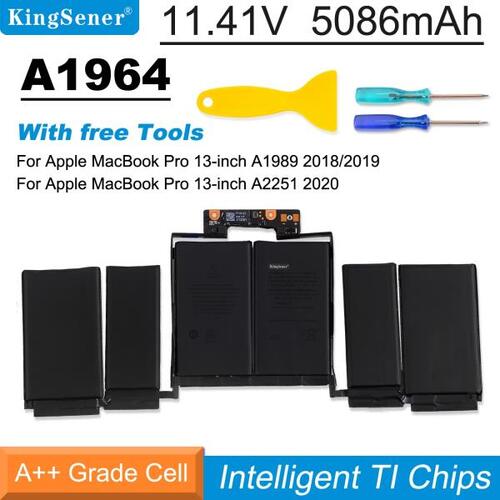KingSener-A1964 노트북 배터리, 애플 맥북 프로 A1989 13 인치 / A2251  EMC3214 EMC3358 020-02497 MR9Q2LL, A 58Wh