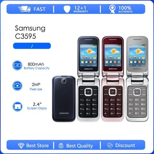 삼성 C3595 리퍼브- 언락 2.4 인치 2G 핸드폰,