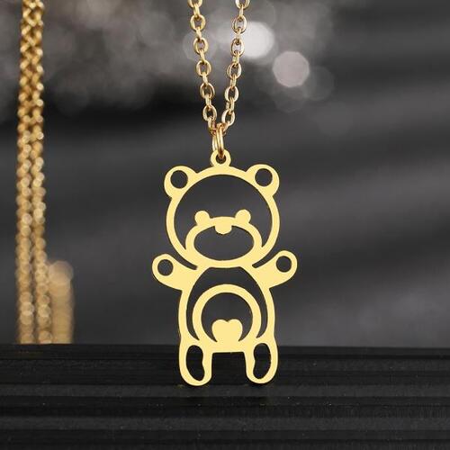 Stainless Steel Necklaces Lovely Cartoon Teddy Bear Pendants Chains Choker Fashion Necklace For Wome