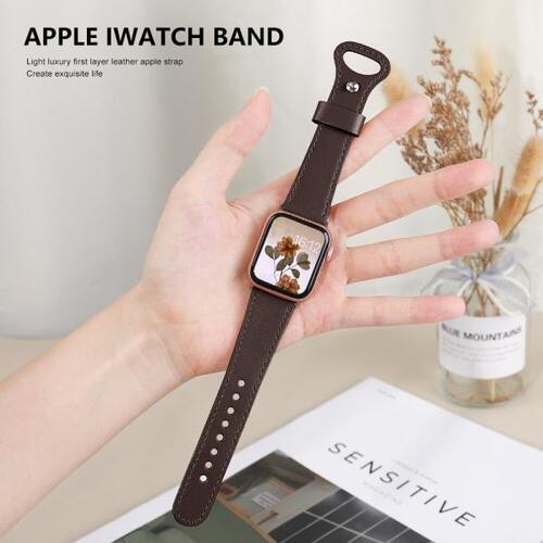 Real First Layer Leather Band for 애플워치 SE 44MM 40MM 아이워치 Strap on Smartwatch Series 76543 38mm 42mm