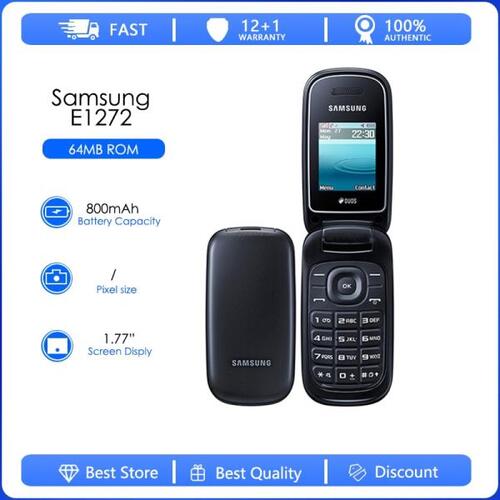 삼성 E1272 리퍼브 상품- 언락 삼성 플립 E1272 폰 듀얼 Sim 카드 GSM 2G FM 라디오 폰,