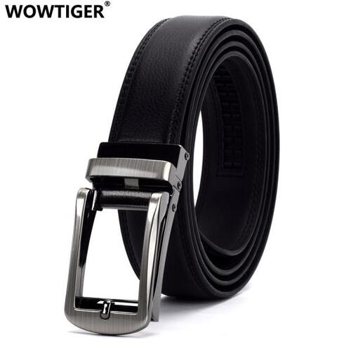 WOWTIGER-고품질 래칫 자동 버클 블랙 정품  암소가죽 벨트, 남자 스트랩 남자 벨트 너비 3.0 cm