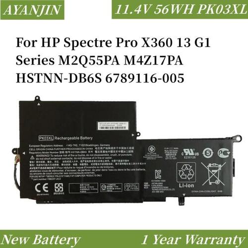 PK03XL 11.4V 56WH HP Spectre Pro X360 13 G1 시리즈 M2Q55PA M4Z17PA HSTNN-DB6S 6789116-005