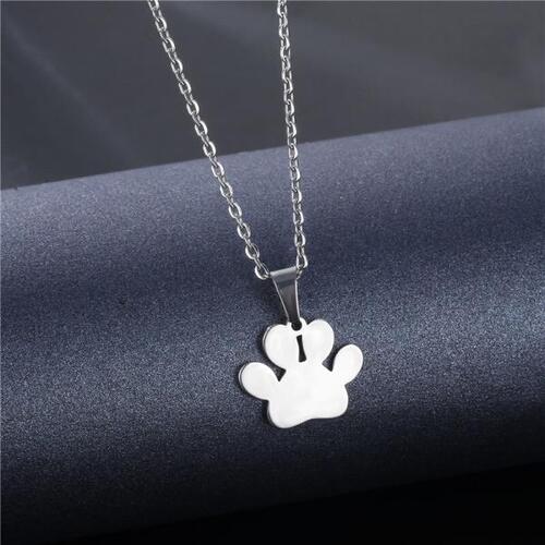 Cute Stainless Steel Bear Paw Necklaces for Women Kids Choker Lovely Pet Lovers Dog Cat Footprints P
