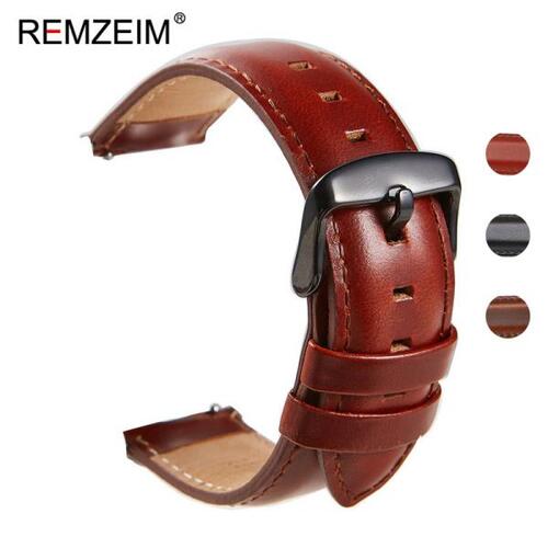 REMZEIM-천연가죽 시계 밴드, 퀵 릴리스 시계 밴드 손목 스트랩 18mm 20mm 22mm DW 스트랩 시계 액세서리