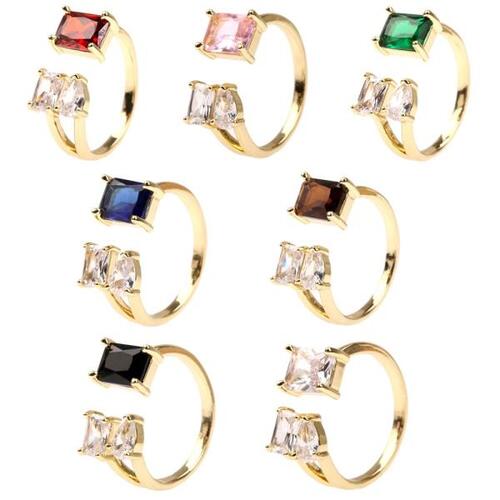 EYIKA 럭셔리 공주 광장 여자 세 가지 크리스탈 지르콘 여러 가지 빛깔의 반지 결혼 약혼 약속 반지 매력 골드 쥬얼리