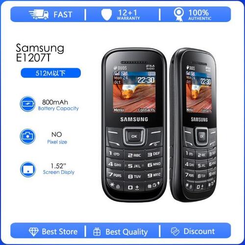 삼성 E1207T 리퍼브- 언락 삼성 E1207 핸드폰 1.5 인치 듀얼 sim 카드, FM 라디오 라우드 스피커