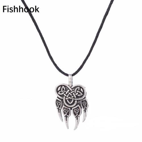 Fishhook 슬라브 신 와딩 Veles Bear Paw Lucky Knot Necklace Talisman Chain Amulet Viking Gift For Man 여자 Pe