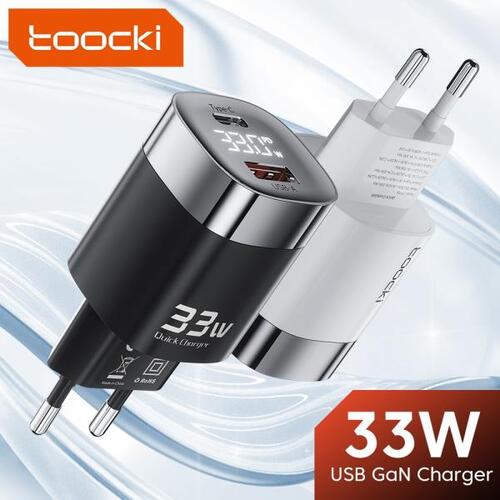 Toocki-33W 액정 GaN USB C 고속 충전기 PD, 아이폰 14 13 12 프로 맥스 아이패드 샤오미 화웨이 삼성 모바일 충전기용