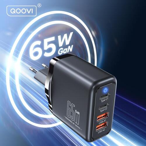 QOOVI-65W GaN 충전기, USB c타입 고속 충전, 노트북 맥북, 아이폰 14, 샤오미, 삼성용 4.0 PD 충전기