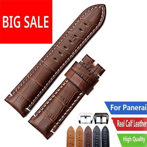 22 24mm Real Leather Thick Wrist Watch Band Strap Screw Buckle For Panerai PAM