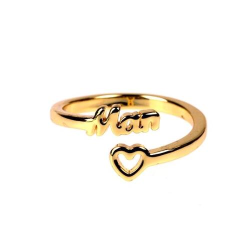EYIKA 고품질 구리 편지 남녀를 하트 심장 반지 남자 세련 된 골드 컬러 금속 Unisex Anillo 손가락 보석 선물
