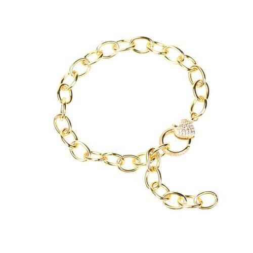 EYIKA 여자 지르콘 하트 스프링 걸쇠가있는펑크 골드 링크 체인 팔찌 Men Statement 금속 팔찌 트렌드 여성 Jewelry