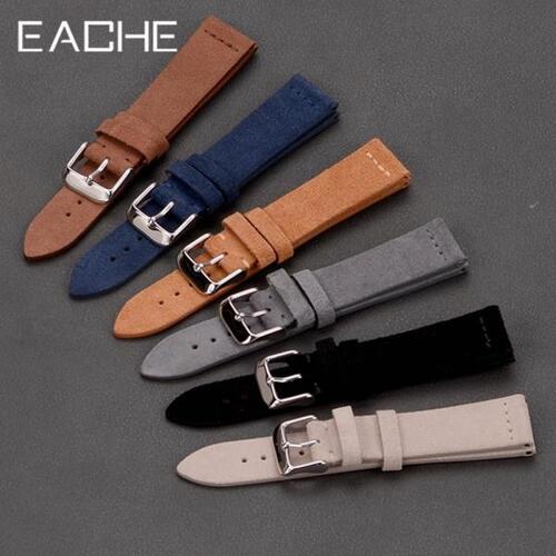 EACHE-스웨이드 시계 스트랩 20mm 고품질 천연가죽 시계 밴드 베이지 브라운 블랙 그레이 블루 교체용 밴드, 18mm 22mm