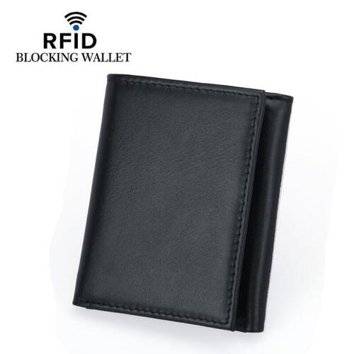 남자가죽 RFID 지갑, 멀티 카드 슬롯 홀더, 트라이폴드 지갑, 신용 ID 은행 카드 홀더 지갑