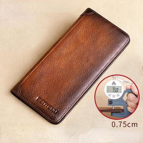 Wallet Men#39s Vintage Business Leisure Ultra thin Long Head Leather Real Pickup Bag Zero Wallet Ver