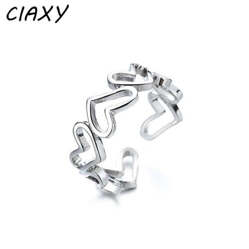 CIAXY-여자을귀여운 할로우 연결 하트 반지, 독특한오프닝 반지,쥬얼리