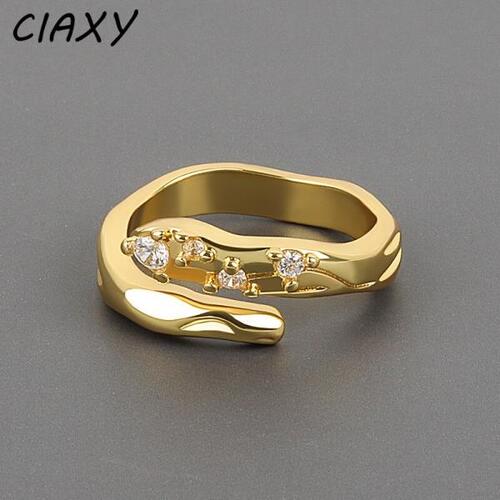 CIAXY-여자와인딩 스네이크 링, 독특한 디자인 마이크로 상감 지르콘 조절 링, 14K 금도금 쥬얼리