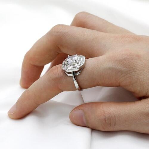 터키직구 여자을925 스털링 은반지 CZ 스톤 약혼 반지, 클래식 스타일 빅 스톤 고급 쥬얼리 결혼 반지