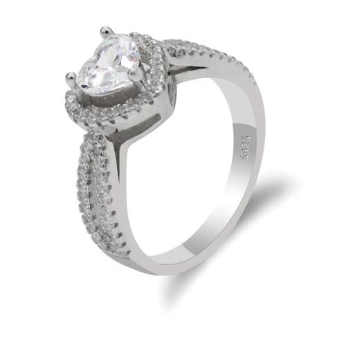터키직구 여자 925 스털링 은반지 CZ 스톤 결혼 반지 독특한 더블 하트 클래식 스타일 파인 쥬얼리 선물