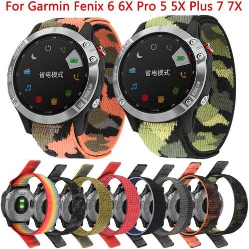 Garmin Fenix 6X 6 Pro 5X 5 Plus 7 7X 스마트 밴드 팔찌 3 3HR 945 Enduro 2 시계 밴드 교체용 22 26mm 나일론 시계 스트랩