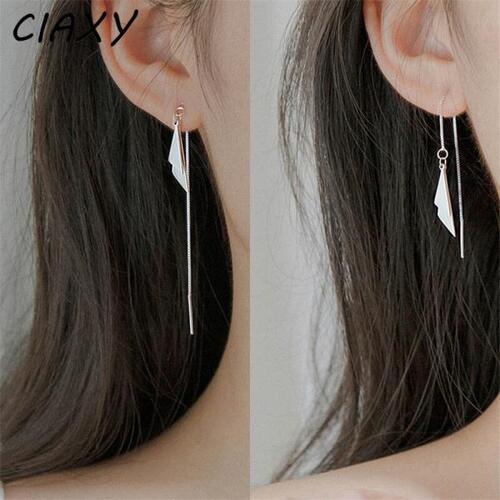 CIAXY-여자을실버 컬러삼각형 귀걸이 슈퍼 페어리 롱 태슬 이어 라인, 귀 보석