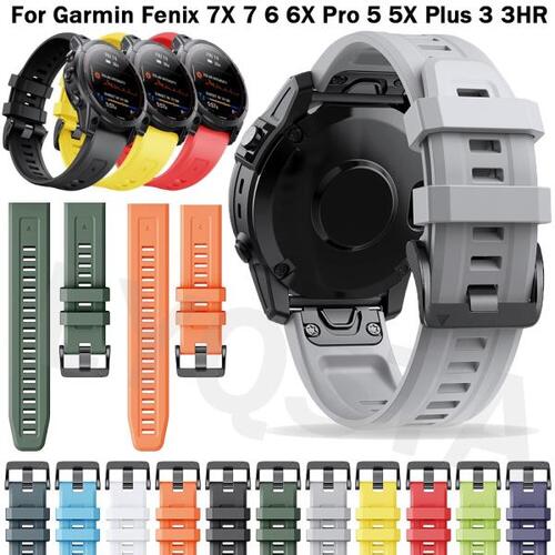Garmin Fenix 7 7X 6X 6 Pro 5X 5 Plus epix 3 3HR 스마트워치 밴드 22 26mm Quickfit Bracelet 용 공식 스트랩 실리콘 시계 밴