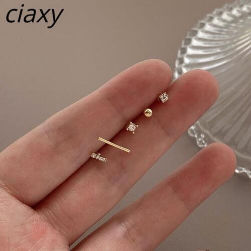 CIAXY-여자을스터드 귀걸이 5 개 세트, 귀여운 소녀 상감 지르콘 귀걸이선물 14K 금도금 쥬얼리
