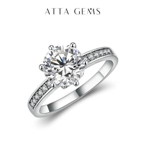Attagems- 모이사나이트 다이아몬드 925 스털링 은반지 여자을금도금 D 컬러 약혼 반지, 화려한 다이아몬드 쥬얼리