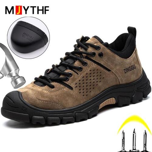 MJYTHF 건설 남성 산업 신발, 펑크 방지 작업 신발, 튼튼한신발, 남성 스틸토 스니커즈, 2023