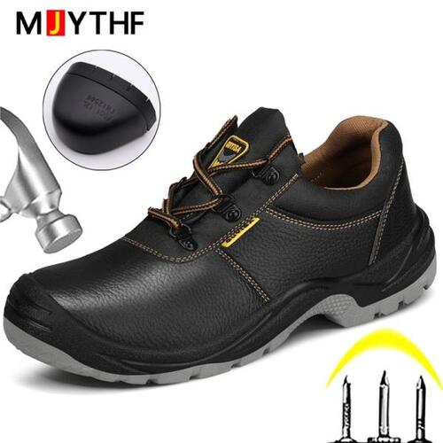 MJYTHF Male Safety 신발 Anti-smash Anti-puncture Work 부츠 Waterproof Wear-resistant Oil-resistant Indes