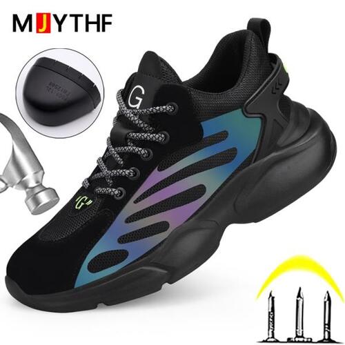 MJYTHF  디자이너신발, 남성 반사 작업 신발, 스니커즈, 남성 가벼운 편안함 보안 보호 신발, 펑크 방지, 2023