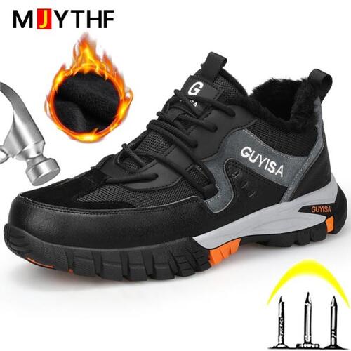 MJYTHF  작업 부츠,강철 발가락 신발, 남자 따뜻한부츠, 펑크 방지 튼튼한 신발, 보안 부츠 보호